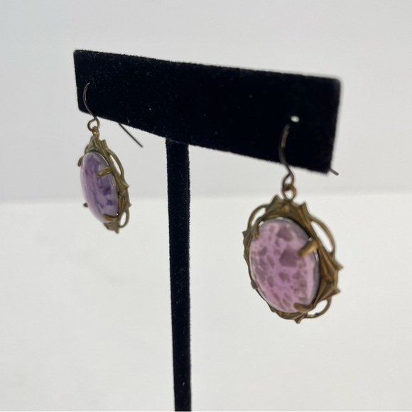 Purple Glass Dangle Earrings - Picture 7 of 10
